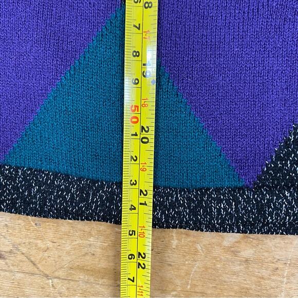 Vintage 90s argyle metallic accent sleeveless mock neck sweater Size‎ Small - Picture 12 of 12